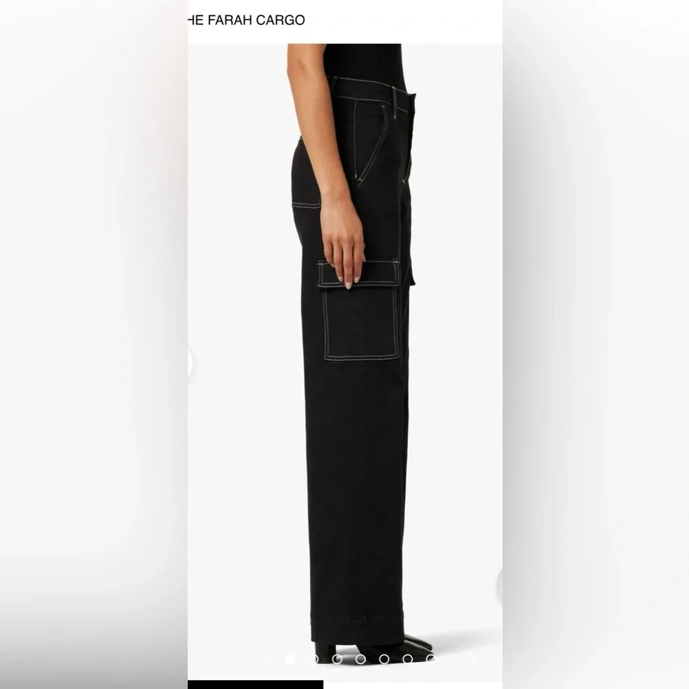 Joes Jeans the Farah High-Rise Black Cargo Wide-Leg Jeans pants 33 NWT
